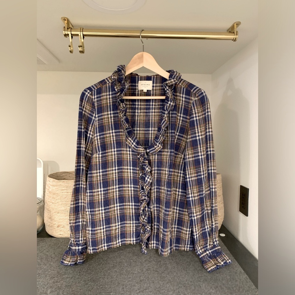 Sezane Linen Top - size 42 - L/XL